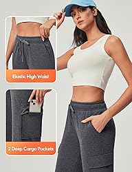 IUGA Fleece Cargo Sweatpants for Women Wide Leg