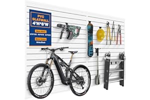 Lasla White Slatwall Panel Garage 4'X8' Slat Wall Organizer PVC Slatwall Heavy Duty Wall Mounted Rack