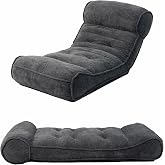 83'' Floor Chair with Adjustable Back Support Chaise Lounge Chair Indoor | Lazy Floor Lounger Sofa Bed Sleeper Chair Recliner Couch for Adults, Yoga, Gaming, Meditation, Black