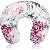 Baby Nursing Pillow Cover, Removeable Breastfeeding Pillow Slipcover, Nursing Pillow Case for Newborn Boys Girls, Soft Fabric Fits Snug On Infant, Washable & Breathable, Purple Flower