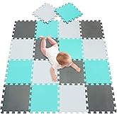 meiqicool Baby Play Mat with EVA Foam Interlocking Puzzle Solid Foam Play Mat for Baby- 18 Tiles Puzzle Floor Play Mat with S