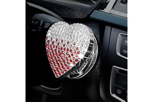 Ongfuwu Bling Car Engine Start Button Cover, Cute Heart Shape Diamond Ignition Button Cover Sticker, Sparkly Rhinestone Push to Start Button Decoration Decal for Women Girls (Gradient Red)