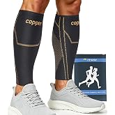 ITHW Copper Calf Compressions Sleeve for Men &amp; Women-Shin Splint Relief | Breathable High Stretch Footless &amp; Non-Slip Leg Sleeves for Runners, Compression Shin Leg Sleeve (Black, Small)