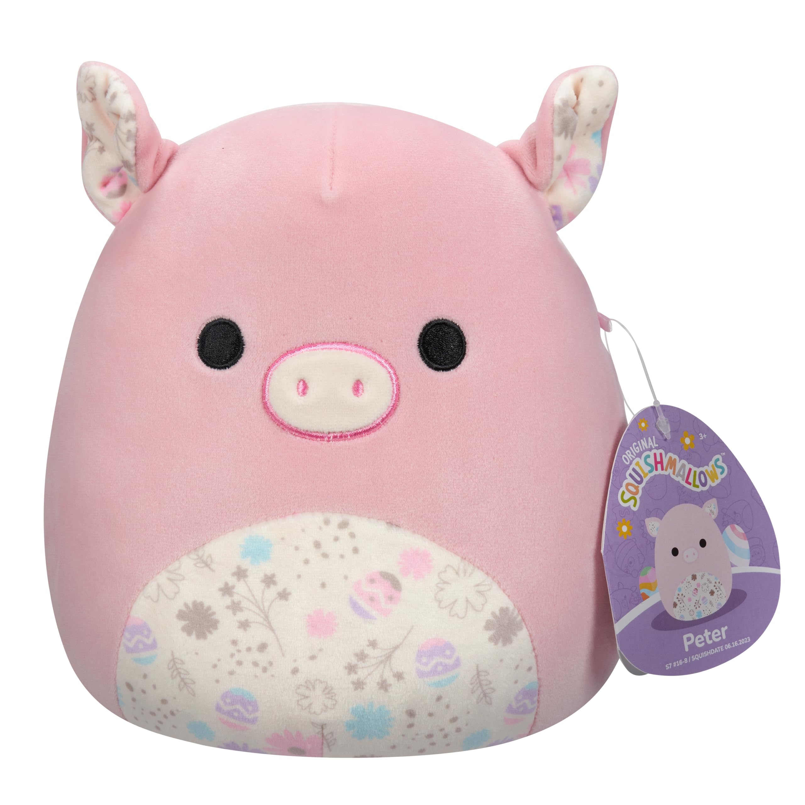 Squishmallows Original 7.5-Inch Peter the Pig with Spring Print Belly