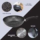 Blackmoor Classic 28cm Non-Stick Induction Wok Black Marble Effect view 6