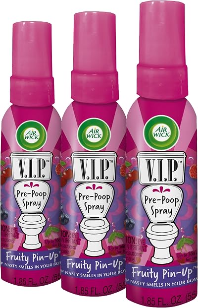 Air Wick V.I.Poo Fruity Pin-Up Toilet Freshener Spray 55ml Pack of 3