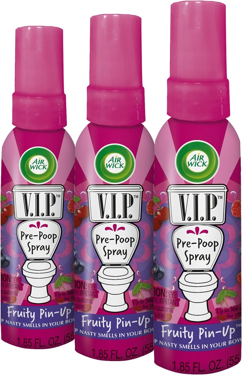 Air Wick V.I.Poo Fruity Pin-Up Toilet Freshener Spray 55ml Pack of 3