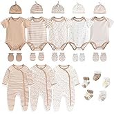 Ruliby New Born Clothes Cotton Layette Gift Set Unisex Baby Outfit and Accessories Newborn Essentials Must Haves