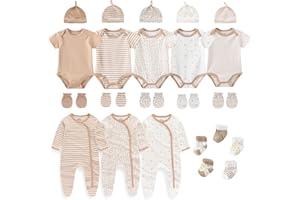 Ruliby New Born Clothes Cotton Layette Gift Set Unisex Baby Outfit and Accessories Newborn Essentials Must Haves
