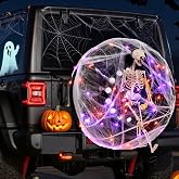 Halloween Skeleton Spare Tire Decoration for Spares Wheel Car Decorations | Halloween Trunk or Treat Car Decorations Kit Lighted, Halloween Skeleton Spare Tire Decoration Outdoor, 28'' Skeleton