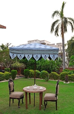 Lalhaveli Indian Hand Block Printed Outdoor Patio Decor Blue