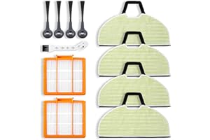 PENKINEER 4 Mop Pads Replacement Parts for Shark RV2610WA, AV2610WA, RV2620WD, RV2410WD AI Ultra 2-in-1 Robot Vacuum and Mop Accessories, 4 Mop Pads, 2 Filter, 4 Side Brush Combo