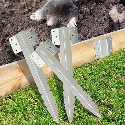 AMLOOPH Railway Sleeper Brackets 4 Pack Heavy Duty Garden Edging Stakes
