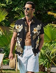 COOFANDY Mens Hawaiian Shirt Short Sleeve Button