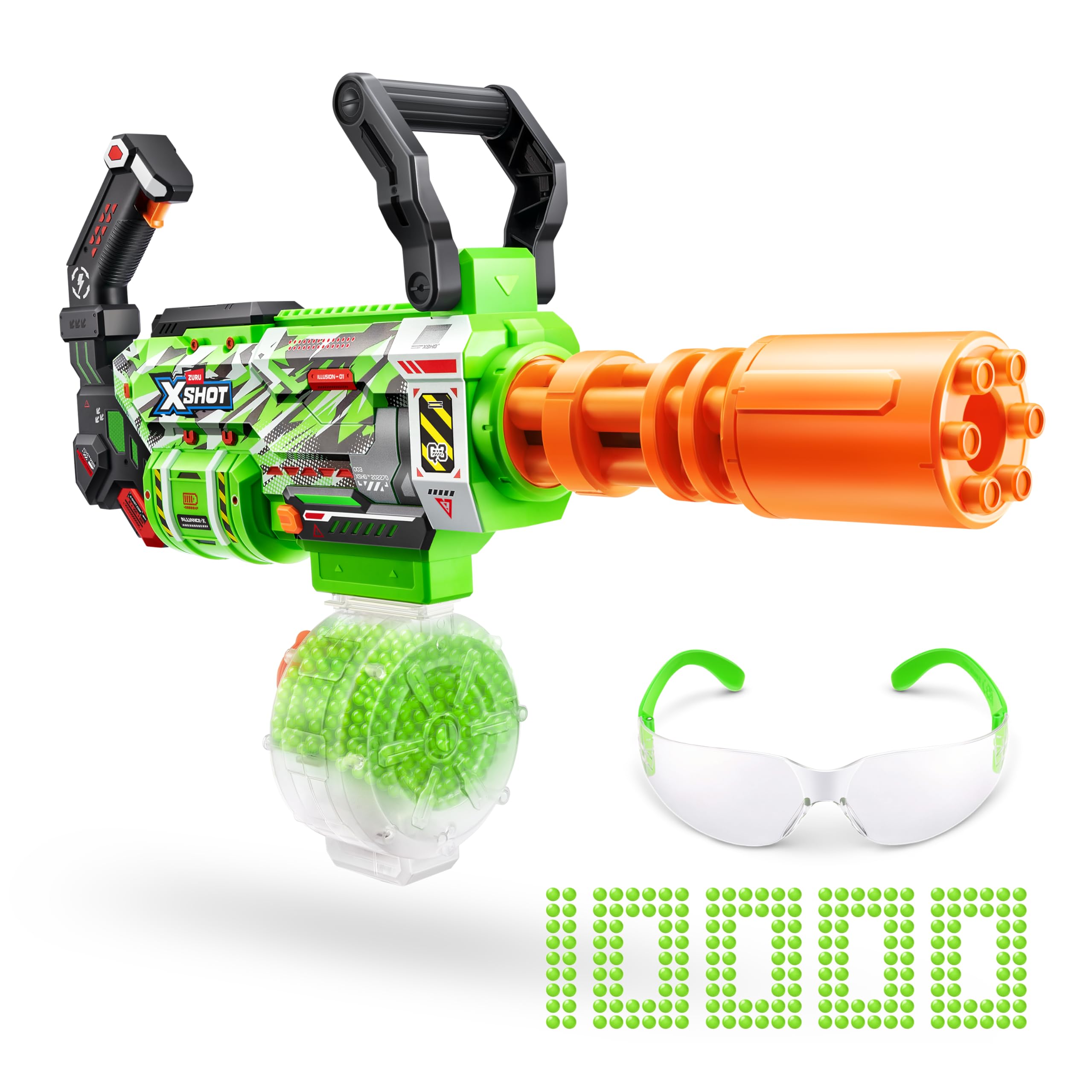 XSHOT Hyper Gel Glow Motorized Gatling Blaster with