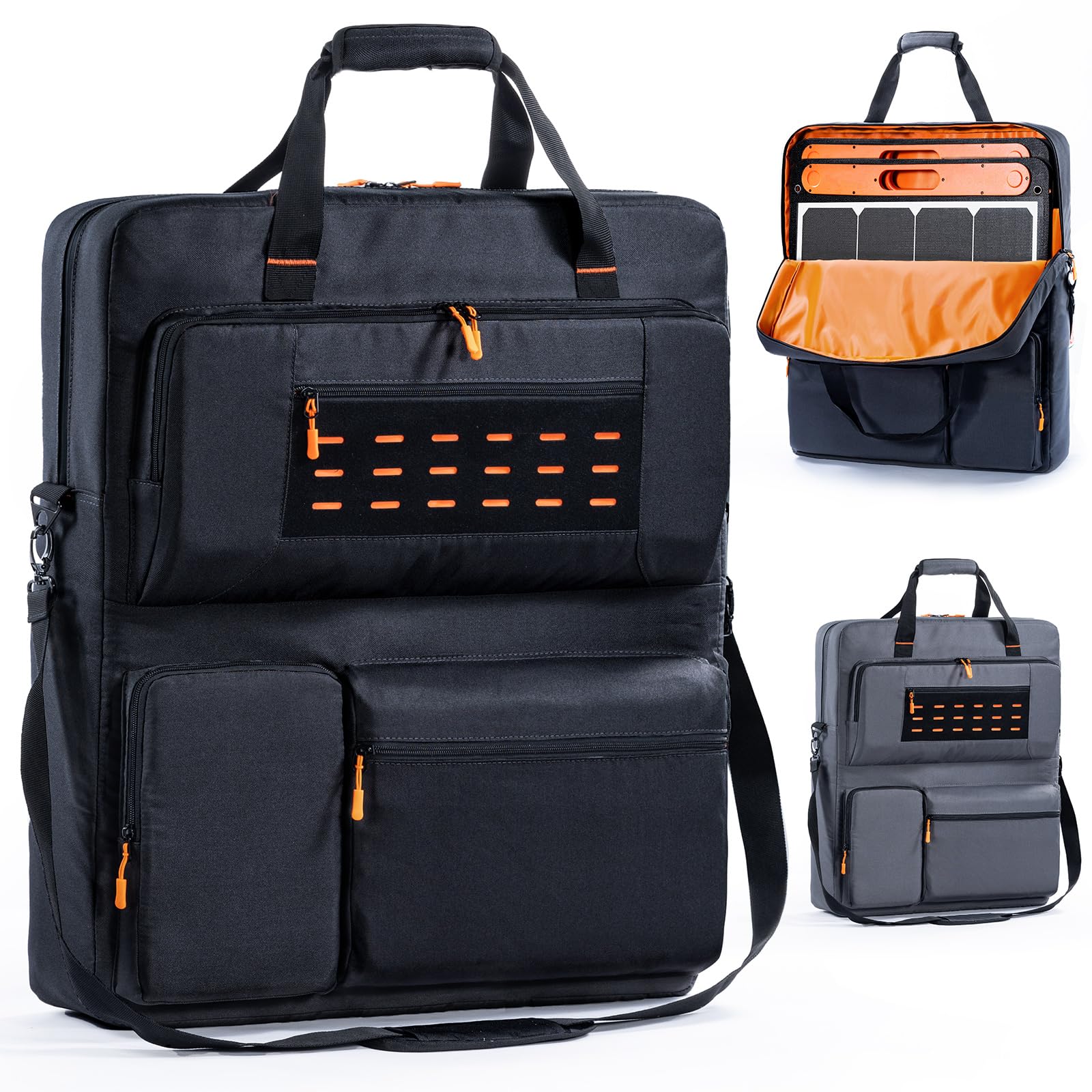 Photo 1 of FRECOLSH Travel Carrying Case Compatible with Jackery SolarSaga 100W 100X 200W - Solar Panel Storage Bag for 2 Battery Panels with Multiple Pocket