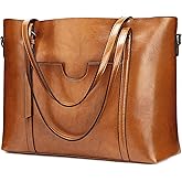 S-ZONE Women Genuine Leather Top Handle Satchel Daily Work Tote Shoulder Bag | Genuine Leather, Top Handle, Daily Work