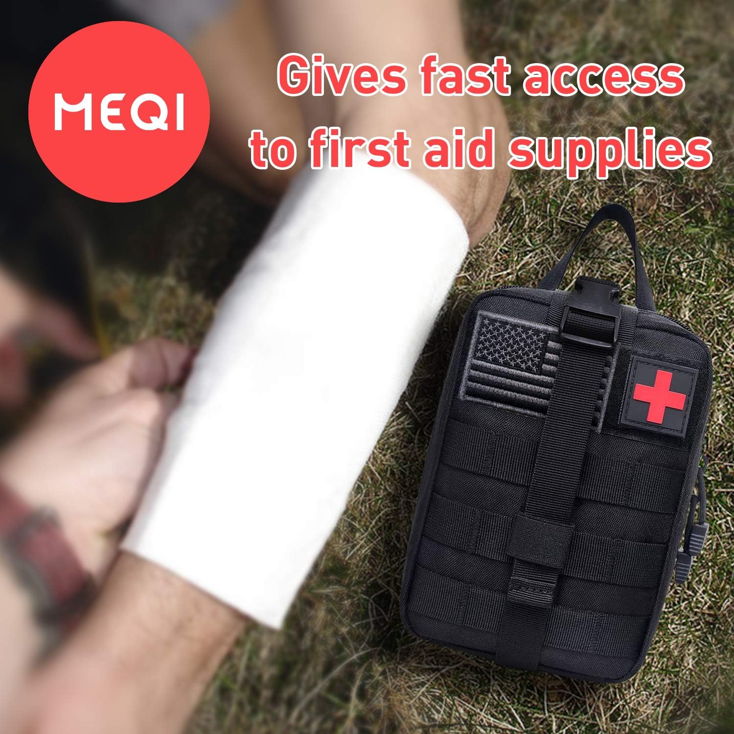 MEQI Medical MOLLE Tactical Pouch, EMT First Aid IFAK Rip-Away Utility Pouch for Camping Hunting Hiking Home Car and Adventures (Ink Black) : Sports & Outdoors