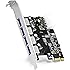 CSL - 4-Port USB 3.0 (Super Speed) Karte PCIe Express Controllerkarte | Schnittstellenkarte USB 3.0 | Neues Modell / Neue Treiber | USB Hub intern