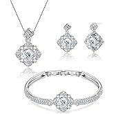 Menton Ezil Blissful Angel Womens Jewelry Set Bracelet Necklace and Earrings Sets Crystal Jewelry Set For Wife Girlfriend Or Mothers Idea Gift For Special Women in Life