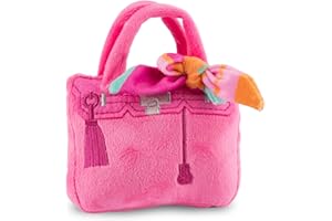 Haute Diggity Dog Barkin Bag with Scarf, Plush Designer Dog Toys with Interactive Squeaker, Stimulating Pet Enrichment, Machine-Washable & Safe Materials for All Breeds, Size Small