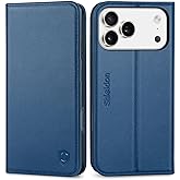 SHIELDON Genuine Leather Wallet Case for iPhone 17 Pro Max 6.9-inch 2025 | Folio Magnetic Cover | Kickstand | RFID Blocking Card Slot | Shockproof | Soft Inner Shell | Royal Blue