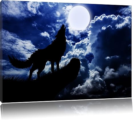 Wolf Im Mondschein Format 120x80 Auf Leinwand Xxl Riesige Bilder Fertig Gerahmt Mit Keilrahmen Kunstdruck Auf Wandbild Mit Rahmen Gunstiger Als Gemalde Oder Olbild Kein Poster Oder Plakat Amazon De Kuche Haushalt