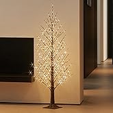 LITBLOOM Lighted Alpine Tree 4FT 450 LED Fairy Lights, Brown Twig Tree with Lights for Indoor Outdoor Home Thanksgiving Christmas Decorations