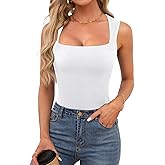 OwnTime Womens Square Neck Tank Tops Dressy Summer Sleeveless Shirts Sexy Going Out Fitted Trendy Tops T Shirts Blouses
