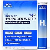 PHM Hydrogen Water Tubes, Tablets for Drinking Water - H2 Molecular Tabs | Magnesium Pills, Electrolytes Hydration Supplement to Support Healthy Aging & Energy Boost | 90 Tablets, 3 Months Supply