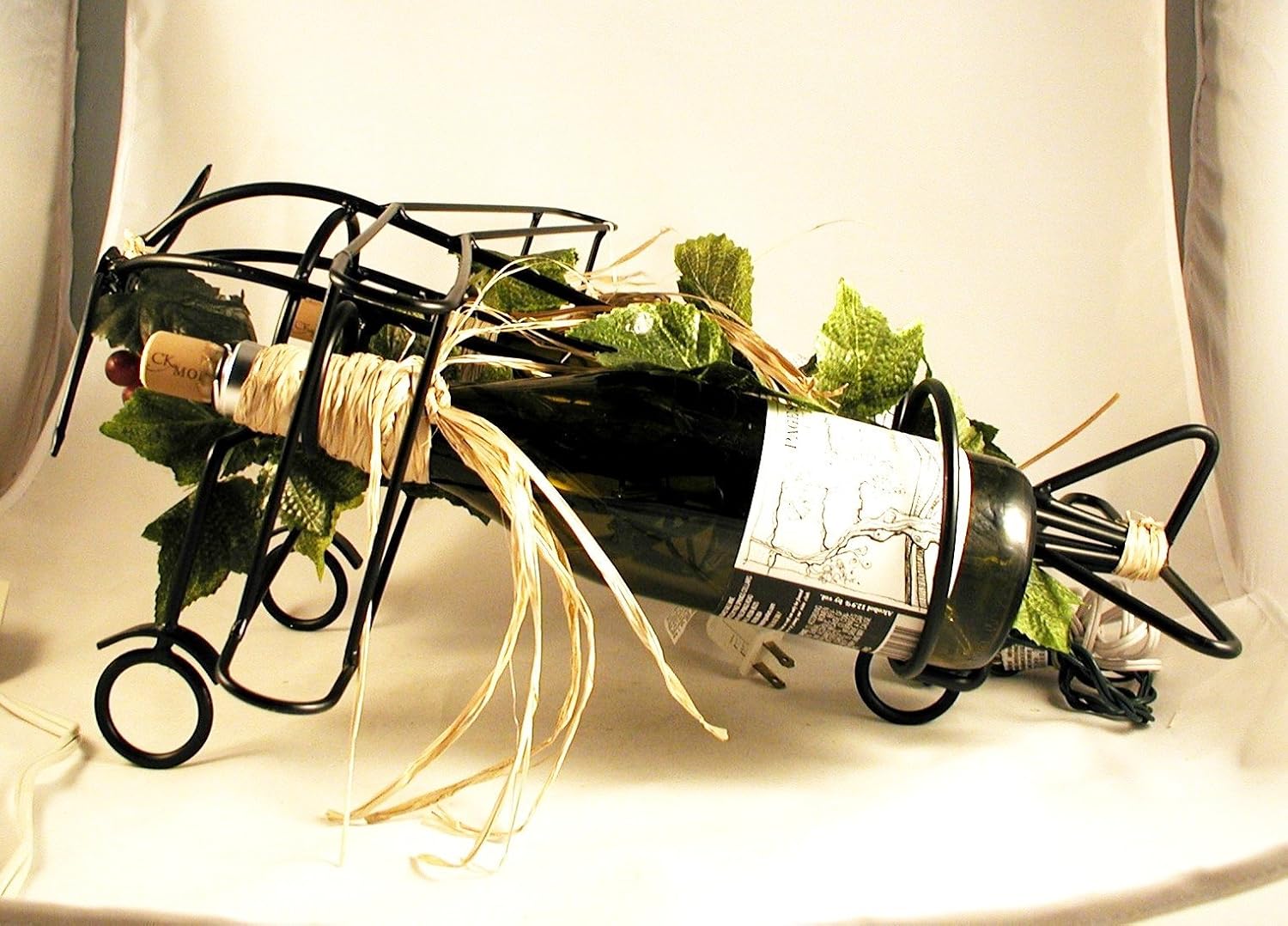 Airplane Style Illuminated Wine Bottle Arrangement For A