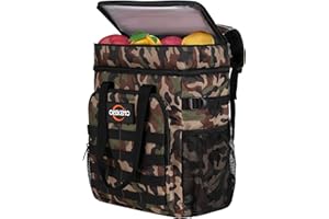 OREKEMO Insulated Cooler Backpack, 35 Can / 25L Large Camping Backpack for Outdoor, Beach, Picnic - Soft Lightweight Leakproof Cooler Backpack for Women and Men (Camo Green, 25L)