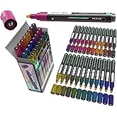TOOLI-ART Acrylic Paint Markers Paint Pens Special Colors Set For Rock Painting, Canvas, Fabric, Glass, Mugs, Wood, Ceramics, Plastic, Multi-Surface. Non Toxic, Water-based (JEWEL M)