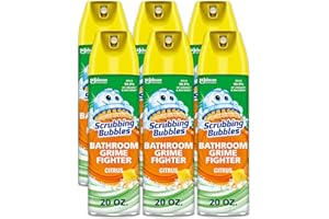 Scrubbing Bubbles Bathroom and Shower Cleaner Disinfectant Aerosol, FoamingAction Bathroom Grime Fighter, Citrus Scent, 20oz (Pack of 6)