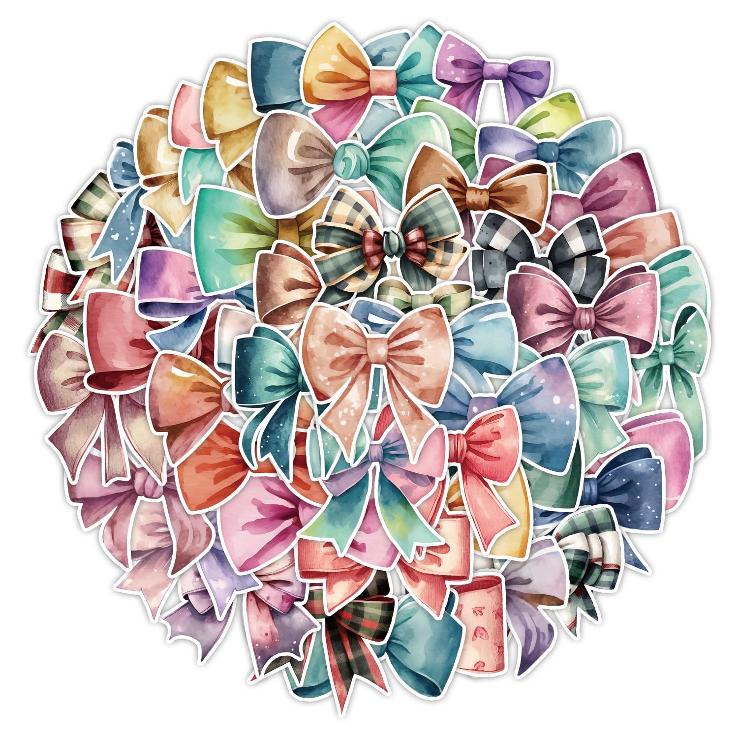 50Pcs Bow Stickers for Car,Helmet,Water Bottle,Bike,Luggage,Scrapbook,Laptop,Cute Bow Vinyl Sticker,Boys Girls Adults Children Gift,Cartoon Bow Flowers Aesthetic Waterproof Graffiti Decal