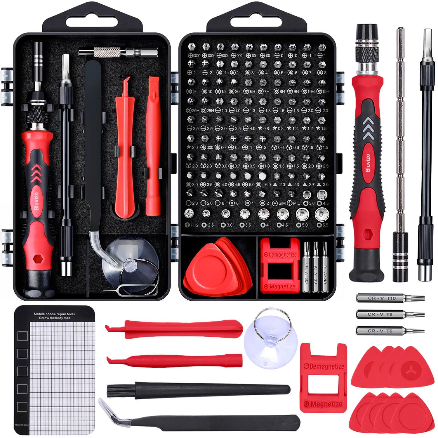 Bluvizo Gift Precision Screwdriver Set: Electronics Repair Tool Kit 126 in 1 Small Screw Bits Magnetic Screwdriver Kit for PC Computer Laptop Phone