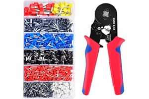 Ferrule Crimping Tool Kit, Ferrule Crimper Plier AWG23-7(0.25-10mm²) with 1200pcs Wire Ferrules Kit Wire Ends Terminals, Self