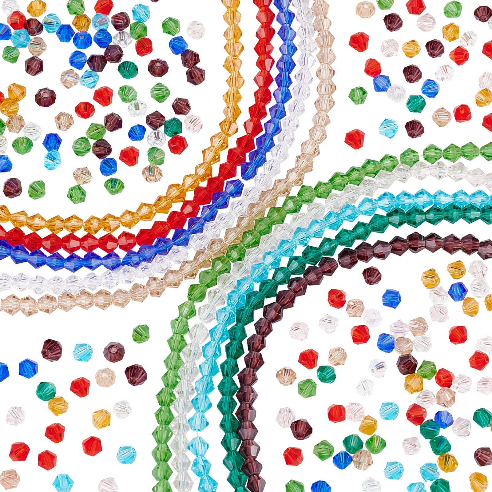 PH PandaHall 1300 Pieces 3 mm Faceted Glass Beads, 10 Colours Crystal for Friendship Bracelets, Necklaces, Jewellery