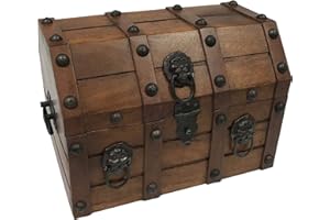 Schooner Bay Co. Wood Pirate Loot Treasure Chest Antique Vintage Storage Decorative Box