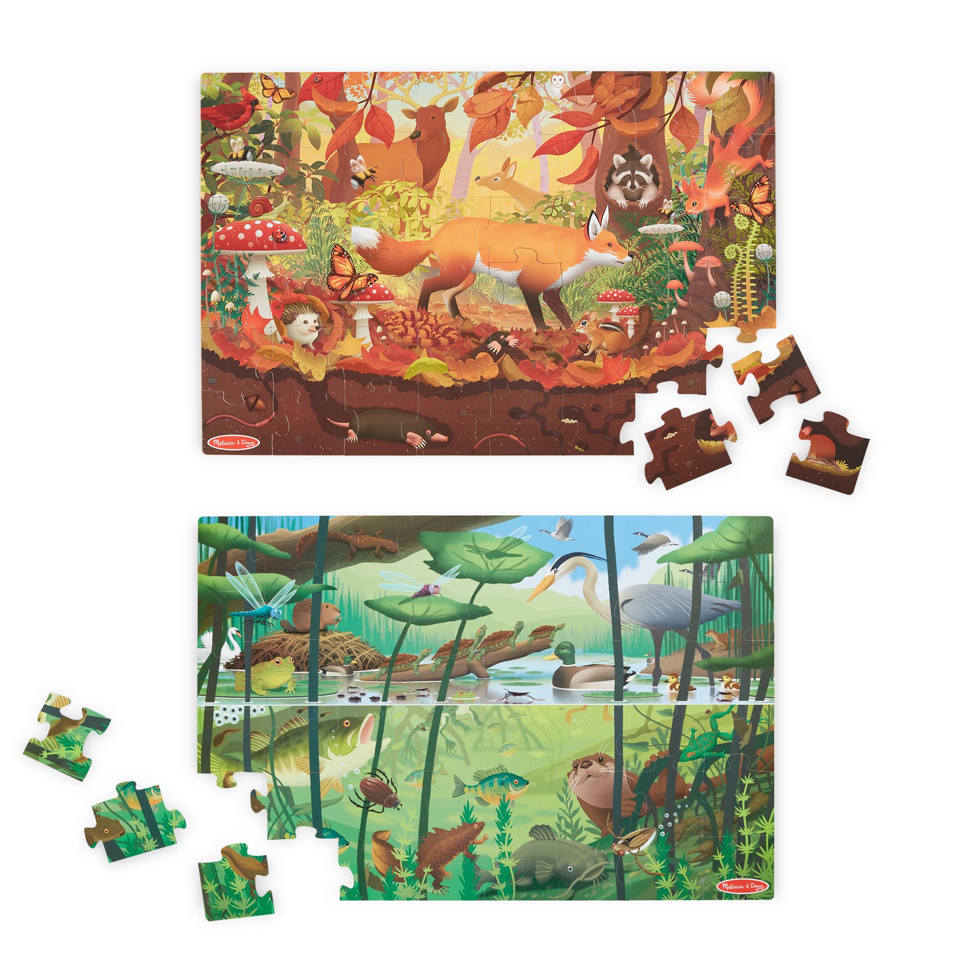 Melissa & Doug Let’s Explore Seek & Find Jigsaw Floor Puzzle and Magnifier, Puzzles for children, Detective Toy, Developmental Games, 5+, Gift for Boys or Girls, FSC-Certified Materials