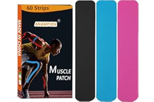 ANAMPION Kinesiology Tape Pro Sports (60 Precut Strips) Waterproof Breathable Athletic Elastic Muscles & Joints Pain Relief Knee Taping for Gym Fitness Running Tennis Swimming Football (Mix)