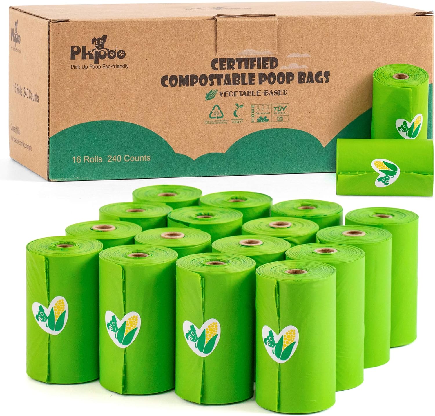 Compostable Poop Bags Certified, PlantBased Poop Bags for Dogs