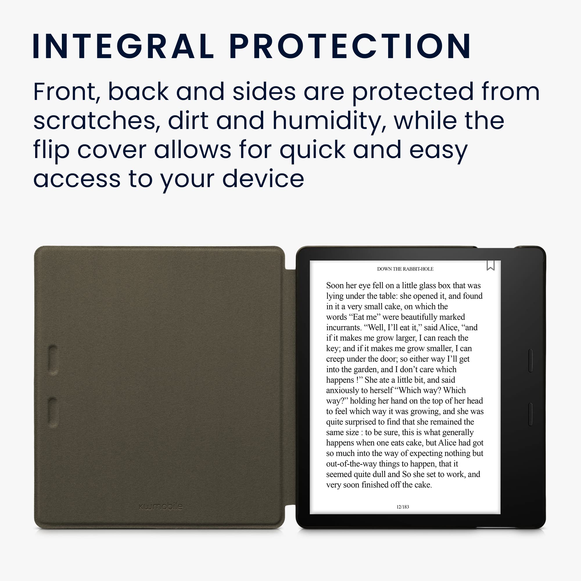 kwmobile Case Compatible with Amazon Kindle Oasis 10. Generation - Faux Suede Cover - Travel Outline Grey