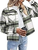 Zeagoo Flannels for Women Cropped Plaid Jacket