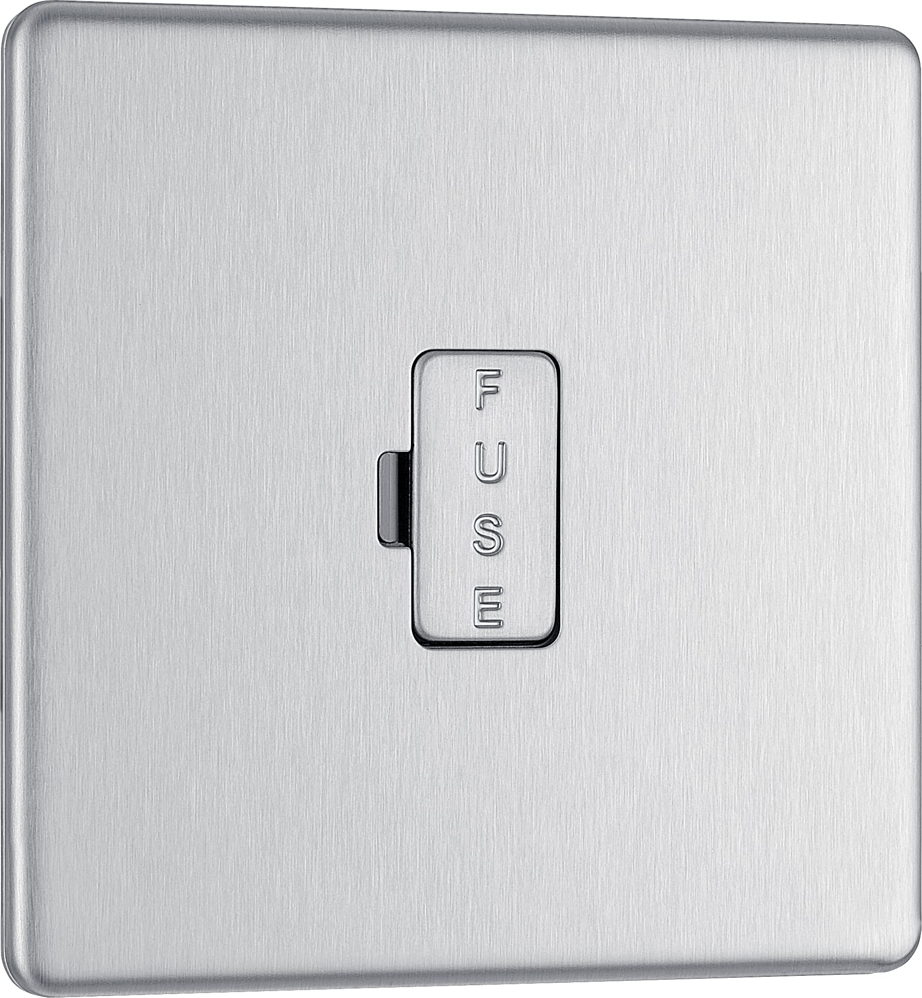 BG Electrical Unswitched Fused Spur Connection Unit, Double Pole, Screwless Front Plate, Slim Profile, Premium Flatplate, Brushed Steel, 13A, FBS54 — image 1