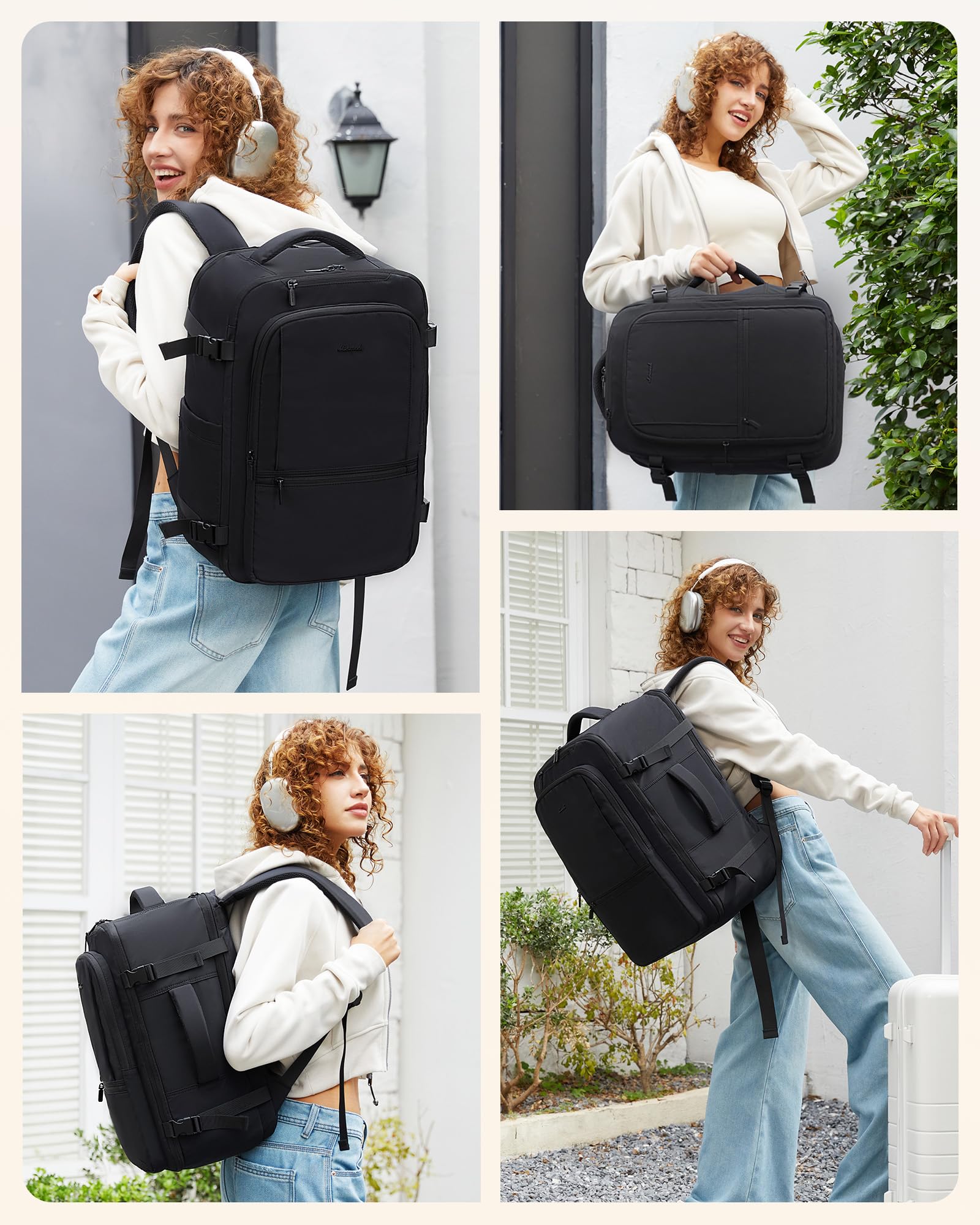 LOVEVOOK Travel Backpack for Women & Men, 40L Large Carry On Backpack Airline Approved, TSA Personal Item Weekender Bag, Water Resistant Laptop Backpack with 3 Packing Cubes for Travel Essentials