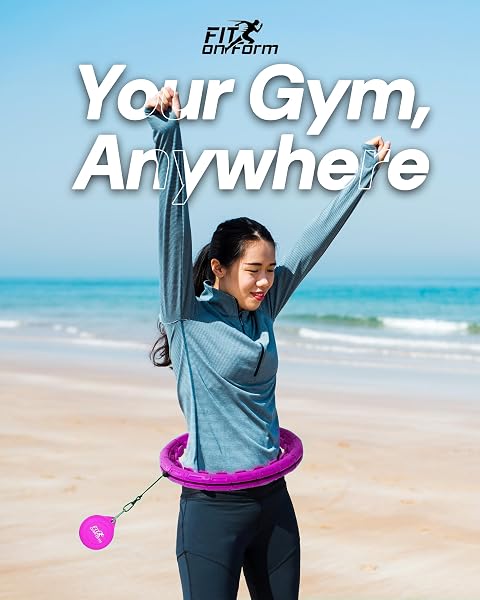 FIT ON FORM INFINITY WEIGHTED HULA HOOP FOR ADULTS WEIGHT LOSS – SMART EXERCISE EQUIPMENT FOR HOME, ADJUSTABLE PILATES CIRCLE WITH 24 KNOTS (47IN) – FITNESS RINGS FOR WOMEN, WAIST TRAINER, ABS WORKOUT