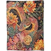 Snake Flowers Throw Blanket, Colorful Plant Floral Serpent Blankets for Bedroom Living Room Couch Decor, Fuzzy Cozy Soft Lightweight Throws, for Nature Art Lovers Women, 50x60 in