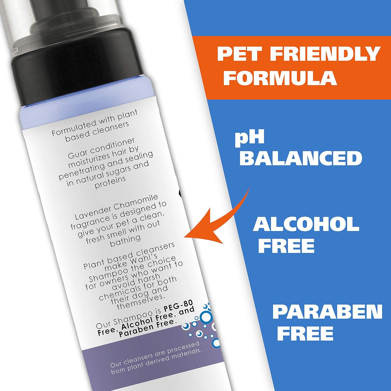 Wahl Pet Friendly Waterless No Rinse Shampoo for Animals – Lavender & Chamomile for Cleaning, Conditioning, Detangling, & Moisturizing Dogs, Cats, & Horses – 7.1 Oz