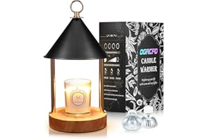 OGACFO Candle Warmer Lamp,with Timer and Dimmable Flameless Scented Candle Wax Warmer,Bi Metal Shade Anti-scald Design Electric Candle Melter for Jar Candles with 2 Bulbs for Home Decor and Gift-Black